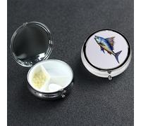 Fish Art Pilulier rond à 3 compartiments - Joli pilulier de voyage portable en métal - Pour homme et femme - Cadeau unique