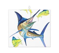 Fish Art Tapis de cuisine absorbant l'eau, séchage rapide avec dos antidérapant, protecteur de comptoir en microfibre absorbante, 45,7 x 40,6 cm