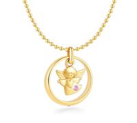 fish Bague De Baptême Dorée Avec Pendentif Ange Et Chaîne En Argent