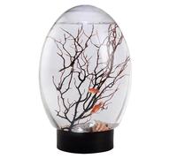 Fish Bowl, Small Fish Tank with LED Light, Sturdy Funny Table Centerpiece, Portable Fan Branch Tree Ornament, Home Studio Hotel Decor, Decorative, 09x4.72 inches