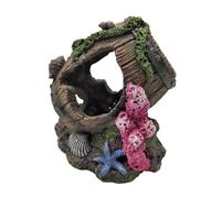 Fish Cave for Aquarium, Resin BettaSafe House, ShrimpSafe House Barrel, Underwater Tank Ornament, Decorative Landscape Accessory, Ideal to Marine Space, Reptile Habitat