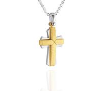 fish Collier Avec Pendentif Croix En Argent Sterling Plaqué Or Pour Garçons Et Filles