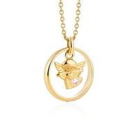 fish Collier En Or Avec Ange Gardien Et Cristal Rose Or 333 Pour Filles