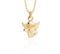 fish Collier Enfant Avec Pendentif Ange Et Cristaux Clairs En Doré