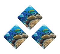Fish Coral Reef Lot de 3 désodorisants à suspendre pour voiture, maison, bureau, style noir