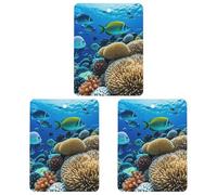 Fish Coral Reef Lot de 3 désodorisants carrés à suspendre pour voiture, maison, bureau, style blanc