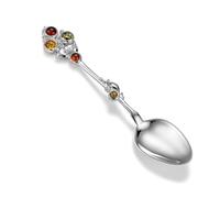 fish Cuillère En Argent Fabriquée À La Main Avec Ambres Pour Cadeaux De Naissance