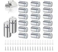 FISH DRAGATE 20 pcs entretoises de verre en acier inoxydable,vis publicité en acier inoxydable,avec vis et clous à expansion,verre standoff fixations,pour fixations de publicité (12x20mm)