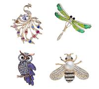 FISH DRAGATE 4 pcs broche femme vetement,vintage rhinestone broche,bijoux de mode,accessoires du vêtement,pour cadeau d'anniversaire de femmes filles fournitures de fête de mariage noël