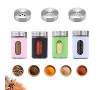 FISH DRAGATE 4 pcs petits pots à épices ronds,pot a epices quatre couleurs,3 tailles de trou,stockage d'épices verre, pour la cuisine, le stockage des épices