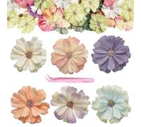 Fish DRAGATE 60 pcs têtes de Fleurs artificielles, 6 Couleurs Fausses Fleurs,avec des pincettes manuelles,pour Bricolage Artisanat Couronne de Mariage décoration,Deco