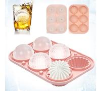 FISH DRAGATE bac a glacon,6 glaçons,reutilisable glçons circulaire,moule à glaçons bac,glacons silicone moule,avec couvercle à entonnoir,pour boisson froide, whisky, cocktail, vin, bière,glace, rose