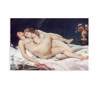 FISH DRAGATE Poster de Gustave Courbet The Sleepers - Impression sur toile - Décoration murale - Pour salon, chambre à coucher - Style sans cadre - 20 x 30 cm