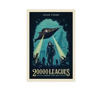 FISH DRAGATE Poster sur toile 20 000 ligues sous la mer Jules Verne - Style littéraire - Décoration de chambre à coucher - Paysage sportif - Cadeau sans cadre - 30 x 45 cm