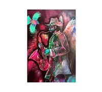 FISH DRAGATE Poster sur toile représentant un saxophone ange, art déco, décoration murale pour salon, chambre à coucher, style sans cadre, 30 x 45 cm