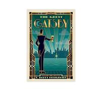 FISH DRAGATE Poster sur toile « The Great Gatsby F. Scott Fitzgerald » - Style littéraire classique - Décoration murale - Pour salon, chambre à coucher - Sans cadre - 60 x 90 cm
