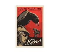 FISH DRAGATE Poster sur toile « The Raven Edgar Allan Poe » - Style littéraire - Décoration murale - Pour salon, chambre à coucher - Sans cadre - 40 x 60 cm
