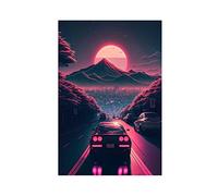 FISH DRAGATE Synthwave Poster sur toile Cyberpunk Going Down The Road I pour salon, bureau, décoration d'intérieur moderne, cadeau sans cadre, 40 x 60 cm