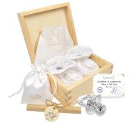 fish Ensemble De Souvenirs En Argent 925 Avec Tétine Bébés Chaussures Et Coffret Bois