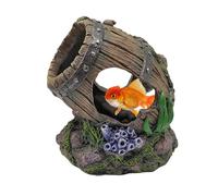 Fish House, Betta Cave, Aquarium Fish Hide, Resin Fish Cave, Resin Material Aquarium Decor Retro Wine Barrel Design Sturdy Material Enhances Aquarium Aesthetics Family-Friendly Adds Fun Versatile Use