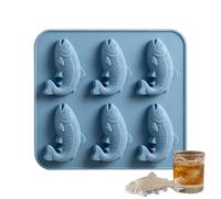 Fish Ice Mold, Reusable Silicone Tray, 6.18x4.92 Inches With 6 Cavity Design, Flexible Silicone Beverage Mold, Whiskey Cooling With Trout Style, Kitchen Bar Use Outdoor And Party