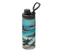 Fish in the Deep Sea Bouteille d'eau isotherme en acier inoxydable - 532 ml - Convient pour les sports de plein air, le camping, la gym, le sport