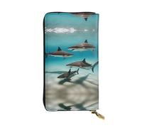 Fish in the Deep Sea Portefeuille long en cuir imprimé - Portefeuille personnalisé tendance, plusieurs emplacements pour cartes et poche pour pièces de monnaie, noir, taille unique, Noir/blanc, One