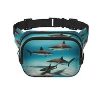 Fish in the Deep Sea Sac à bandoulière imprimé tendance, sac banane de randonnée, sac à bandoulière carré double couche pour voyage et fitness