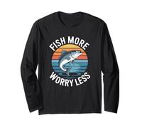 Fish More Worry Less, amateur de pêche rétro au coucher du soleil Manche Longue