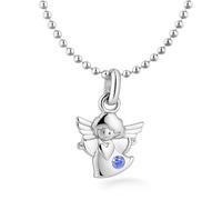 fish Pendentif Ange Avec Chaîne En Argent 925 Et Cristal Bleu Pour Enfants
