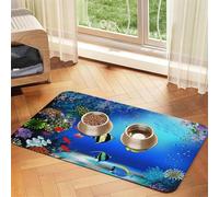 Fish Plants Tropical Marine Nature Life Seaweed,Waterproof Pet Feeding Mat,PU Leather Placemats for Cat Dog Water Bowl,Food Mats,30x45cm