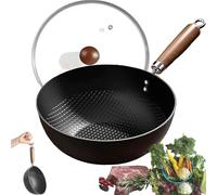 Fish Scale Pattern Flat Bottom Non-Stick Pan, 2025 New Uncoated Non-Stick Household Cooking Pan, 7.9/8.7/9.5/10.4/11.1in High Purity Frying Pans, for Suitable Cooker Gas Stir (10.4in(for 4-5 people))
