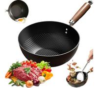Fish Scale Pattern Flat Bottom Non-Stick Pan with Lid, Handmade Round Cooking Wok, Multifunctional Ultra-Durable Scratch-Resistant Non Stick Pans for Induction and Gas Stoves (no lid,22cm/8.66in)