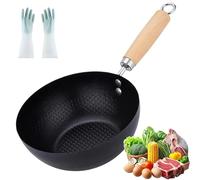 Fish Scale Pattern Flat Bottom Non-Stick Pans, Fish Scale Handmade Round Cooking Wok, 2025 New Uncoated Non-Stick Household Pan with Lid for Electric, Induction and Gas Stoves (7.87in,No Lid)