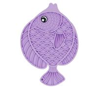 Fish Shaped Pet Feeding Pad, Soft Silicone Feeding Mat, Non Slip Cat Treat Dispenser, Pet Slow Feeding Enrichment Mat 9.84x6.89 for Dogs, Cats, Pets (Blue, Purple, Yellow)