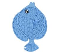 Fish Shaped Pet Feeding Pad, Soft Silicone Feeding Mat, Non Slip Cat Treat Dispenser, Pet Slow Feeding Enrichment Mat 9.84x6.89 for Dogs, Cats, Pets (Blue, Purple, Yellow)