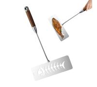 Fish Spatula - Ergonomic Wooden Handle Wide Head Flipper Tool