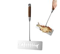 Fish Spatula Stainless Steel Wood - Handle Frying Flipper Kitchen Tool Fish