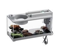 Fish Tank, Betta Fish Tank, Decorative Tabletop Fish Tank, Retro Small Fish Tank, Quiet Fish Tank with Air Pump, Small Aquarium for Betta Fish, Tank for Shrimp and