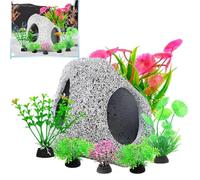 Fish Tank Decorations | Artificial Plantss Rock Cave Ornament Set - Fish Tank Plants - for Aquatic Pets Betta Shrimp Guppy Freshwater Saltwater Indoor Home Aquarium