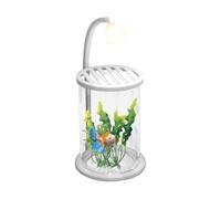Fish Tank, Lighted Glass Aquarium LED for Visual Appeal, Peaceful Ambience with Aquatic Display, Mini Aquarium for Bedroom Desk Study Room, Clear Thickened, Gift Packaging, 7.5 inches