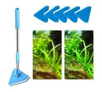 Fish Tank Scrubber - Aquarium Glass Cleaning Tool for Tanks Ponds | Scraper Sponge Brush, Easy Maintenance Accessory for Kitchen Terrarium Pet Aquariums and Water Features, 55x12.5x3cm Stainless Steel