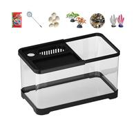 Fish Tank Starter Kit with LED Light and Filter, Compact Glass Aquarium Set, Underwater Decoration, Perfect for Living Room Dorm Kids Bedroom Office Desk, Space Saving,14.8x8.27x8.27 in