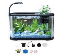 Fish Tanks - Small Fish Tank | Fish Tank Starter Kit | Decorative for Terrapin Tortoise Turtle, Household Clear Aquarium - Betta Terrapin Frog Aquatic Animals - with Light and Filter
