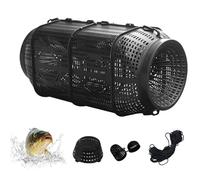 Fish Trap Cage, Portable Crayfish Traps with Foldable Design, 19.69x7.48x7.48 inches Sturdy Mesh Crab Cage Fishing Accessories for Shrimp Turtle Catching in Lake Pond Saltwater Freshwater Use