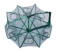 Fish Trap Net, Folding Crab Cage, Escape-Proof Design, Sturdy Nylon Mesh, Storage Frame, Ideal for Shrimping Adventures and Freshwater Fishing at Lakes Or Ponds, 6 to 10 Holes