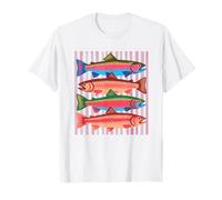 Fish Trout in a Row Colorful Fishing Lover Summer T-Shirt