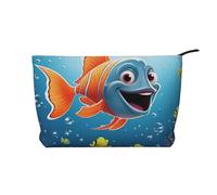 Fish Under The Sea Corduroy Trousse de maquillage Voyage Organisateur Sac cosmétique Grande pochette ouverte, Noir, Taille unique, Noir, One size