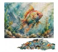 Fish Watercolor Puzzle en Bois 500 pièces | Le repérage visuel et le tri: un passe-temps pratique en intérieur à la maison.