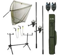 FISH-XPRO Carpe Ensemble Deluxe 2-Rod - Le kit de pêche le plus complet - Ensemble de canne à pêche à la carpe